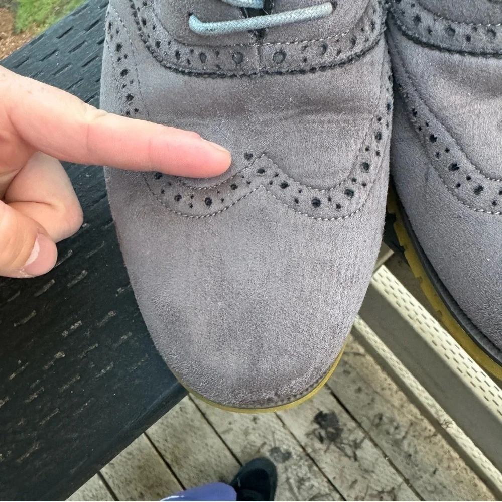 Henry‎ Ferrera Men’s Gray & Yellow Suede Oxford Shoes Size 10.5
